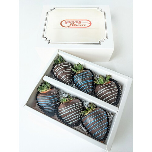 6pcs Black & Blue Indulgence Chocolate Strawberries Gift Box